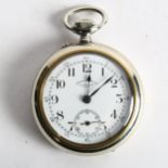 Tramways watch, no. 4429, a chrome plate top-wind pocket watch, dust cover engraved Moeris Grand
