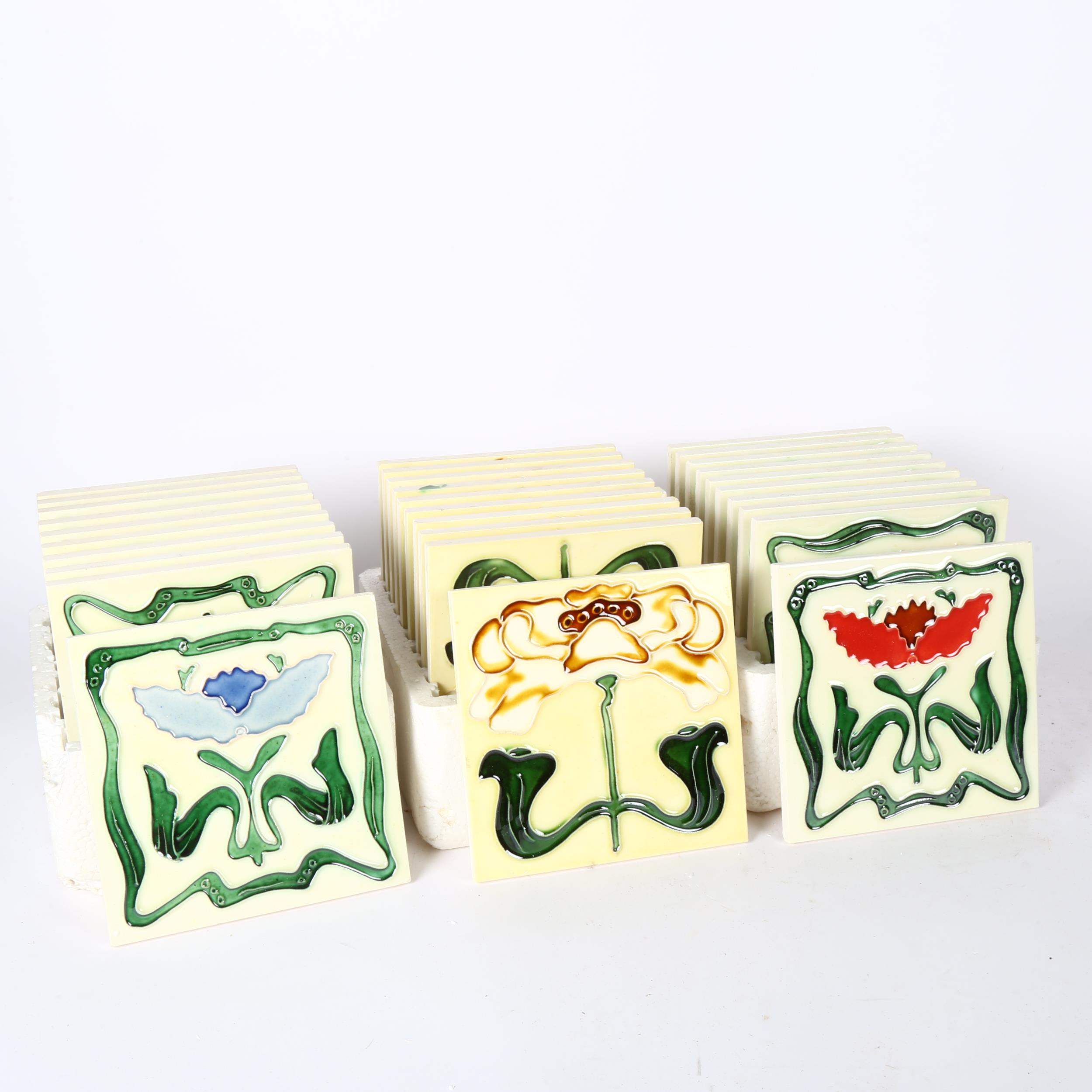 A set of 30 modern Art Nouveau design tiles