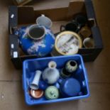 2 boxes of various ceramic vases, including Moorcroft etc