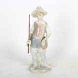 Lladro boy angler (A/F), 21cm