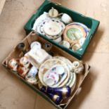 2 boxes of china, including KPM vases, Derby vase, Doulton plates etc