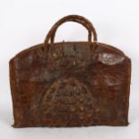 A Vintage alligator skin day bag, width 44cm, height 32cm
