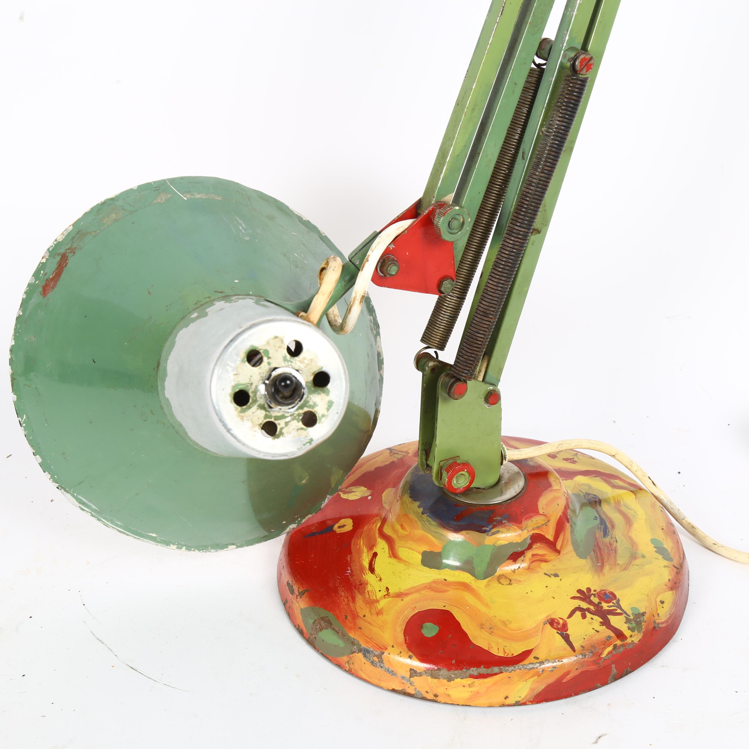 A mid-20th century anglepoise desk lamp, with hand painted decoration, shade diameter 18cm Some - Image 2 of 2
