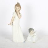 A Lladro angel and NAO girl in a nightgown, 29cm
