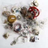 A quantity of mixed modern and Vintage costume jewellery, and a compact
