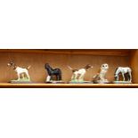 2 Royal Doulton Pointers on separate plinths, and a Shetland pony, Barn owl, and Appaloosa, boxed