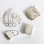 Various French and German silver pillboxes, and a silver hair comb (4)