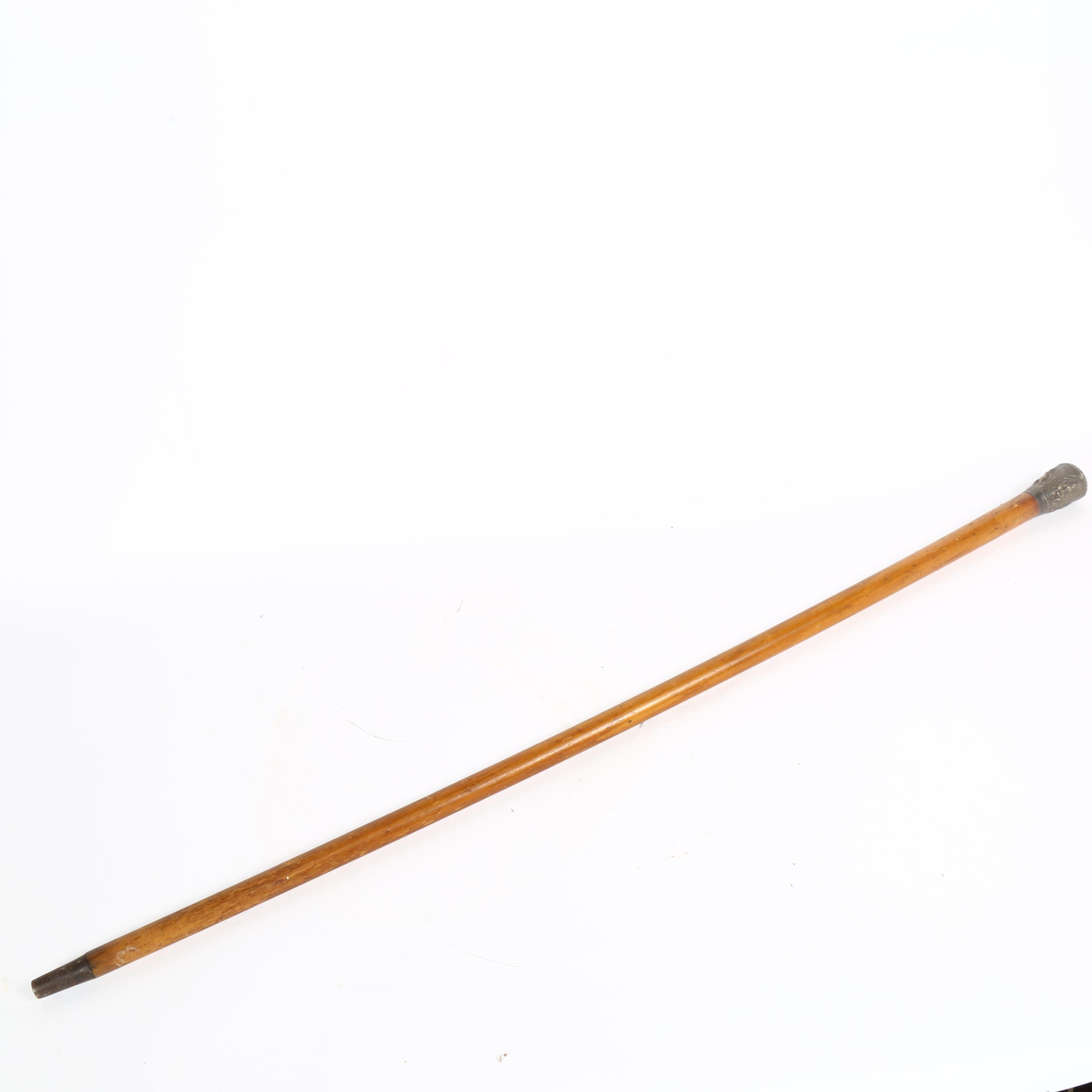 An Indian Malacca walking cane, with unmarked white metal knop, length 90cm Knop has a pushed in top - Image 2 of 2