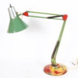 A mid-20th century anglepoise desk lamp, with hand painted decoration, shade diameter 18cm Some