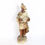 A Johann Maresch Moorish figure, Austrian painted terracotta (A/F), height 42cm Head of figure has