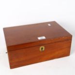 Antique writing slope with fitted interior and drawer under, 35cm across