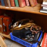 Antique wooden Dutch ice skates, Friesche Jongensnoor, 2 pairs, sizes 23 and 29, and dog yoke,