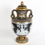 An ornate painted and gilded porcelain vase and cover, height 38cm All in very good condition, no