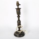 Vintage Kashmiri ware table lamp, 45cm overall