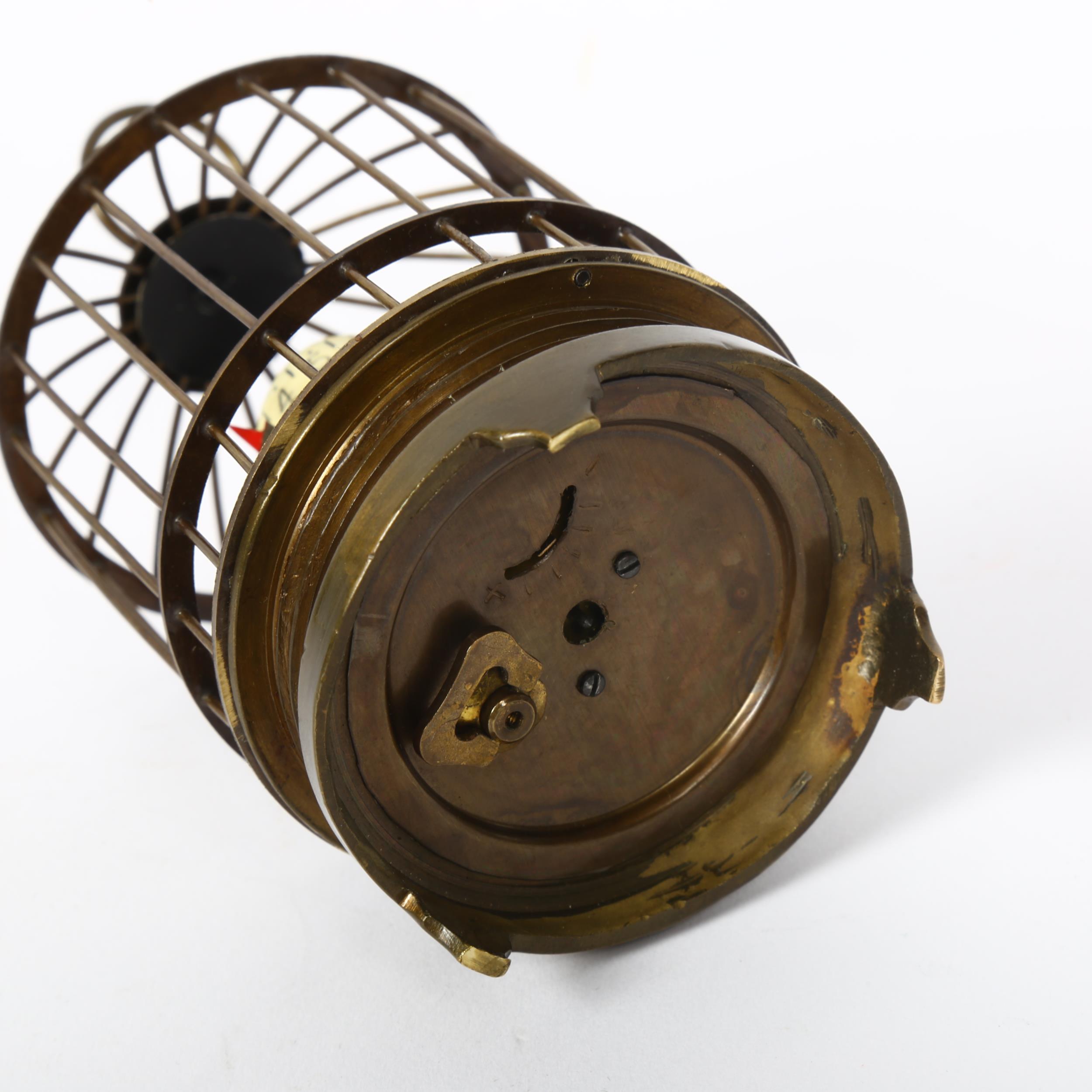 A small reproduction brass bird cage automaton clock, height 12cm, not currently working - Image 2 of 2