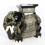 A ceramic elephant garden seat or pot stand, length 50cm, height 45cm, width 18cm