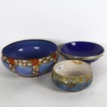 2 Doulton bowls, largest 25cm, and a Continental bowl with white metal mounts