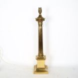 A gilt-metal Corinthian column style table lamp, 59cm overall