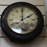 MASTERS OF RYE - an early 20th century 8-day dial wall clock, with pendulum but no key, case width