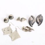 5 pairs of Danish silver earrings, including pair by Aagaard