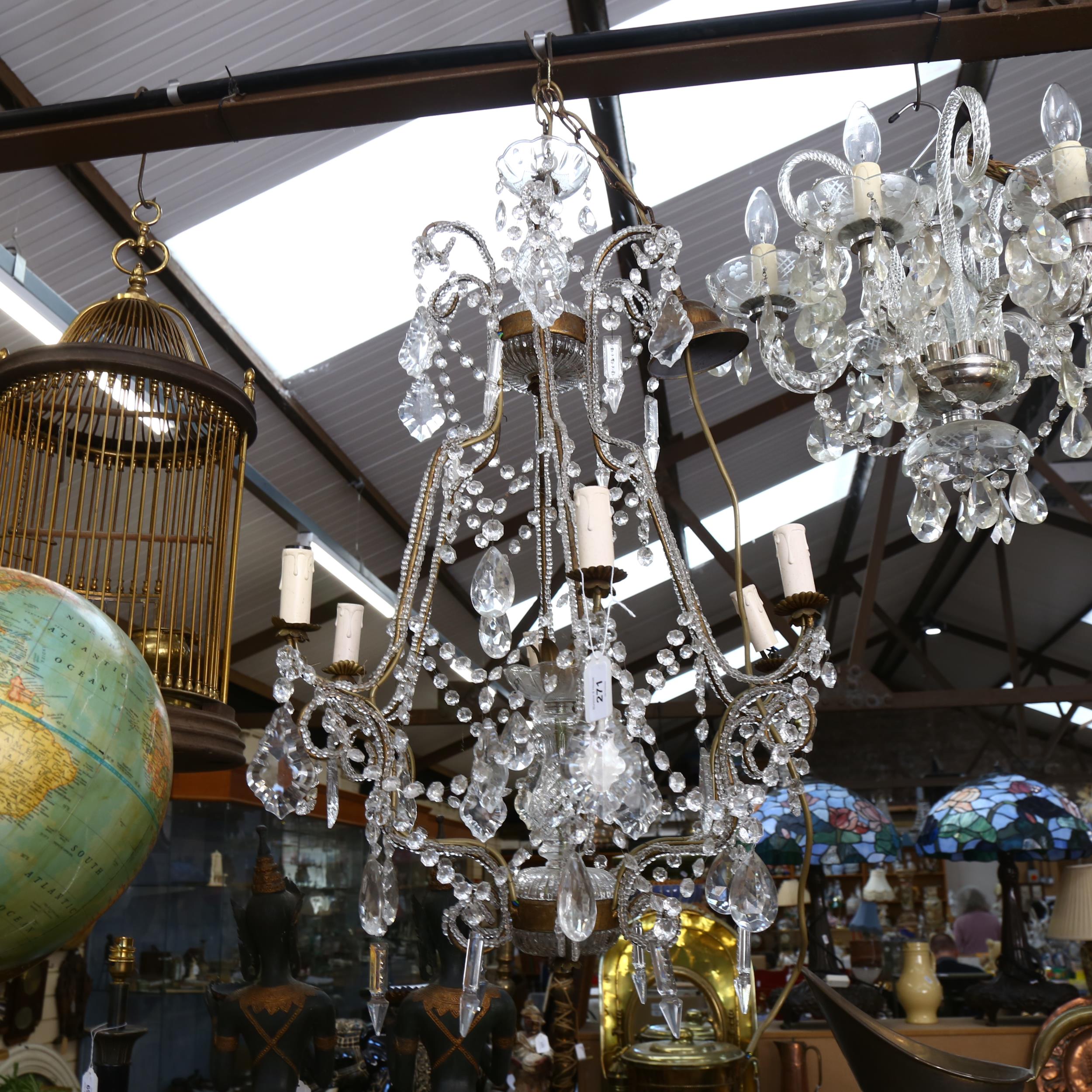 A Vintage chandelier with glass lustres, height 80cm