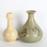 A Chinese crackle glaze onion vase, height 21cm, and a Chinese pear-shaped vase with floral