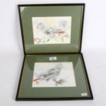 Wendy Yeo, pair of Chinese watercolours, bird studies, framed