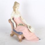 Spanish figure, young lady resting on a chair, height 29cm