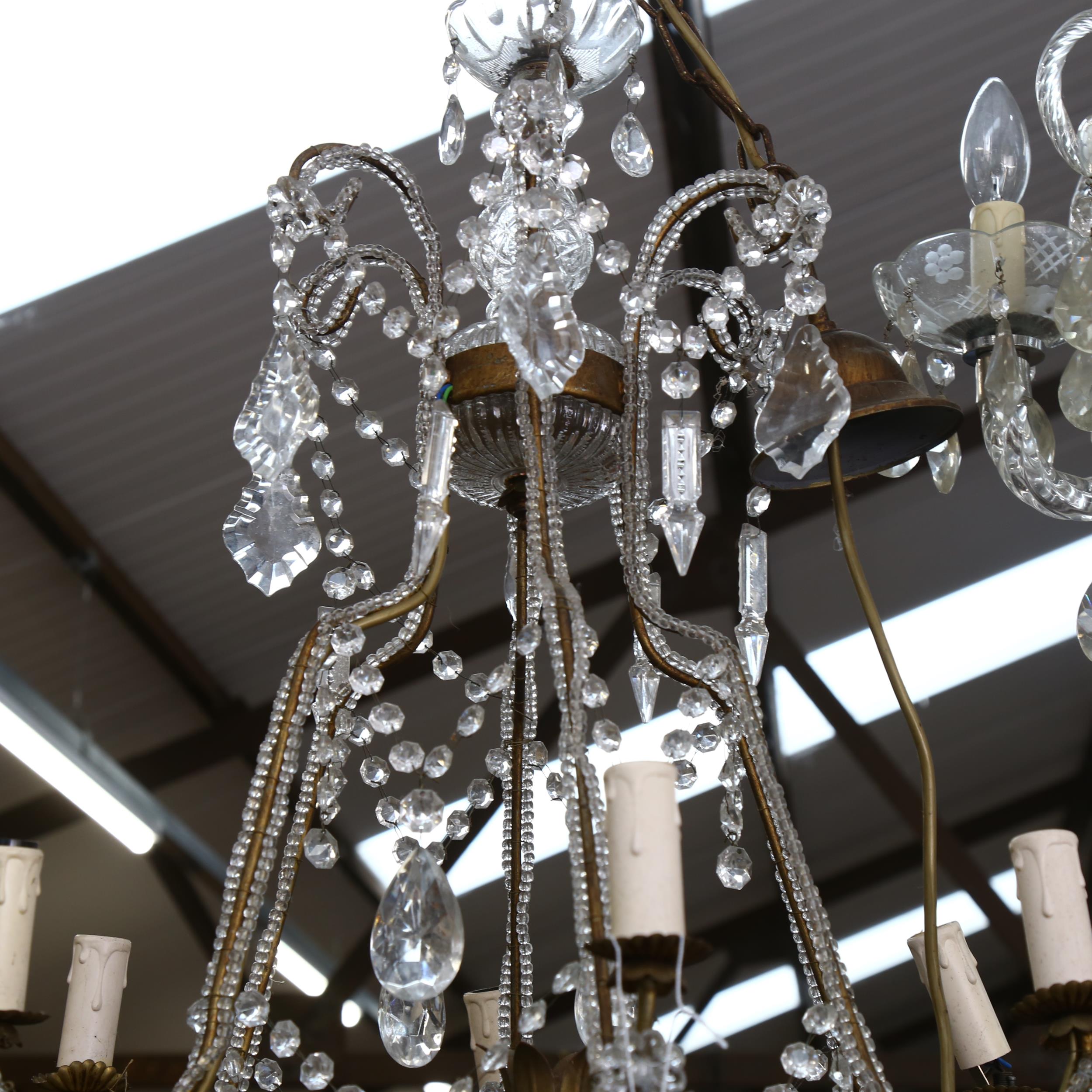 A Vintage chandelier with glass lustres, height 80cm - Bild 2 aus 2