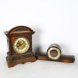 Art Deco Junghaus mantel clock, and an oak-cased mantel clock with 2 train movement, height 36cm