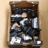 A quantity of Vintage cameras and hand-held video cameras, including Sony Digital Handycam, Canon