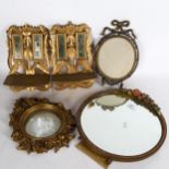A Barbola mirror, 36cm, a strut frame, a pair of wall mirrors and another
