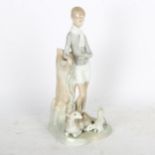 Lladro boy with sheep and lamb, height 28cm