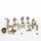 A group of Royal Hampshire silver plated figures, various pewter dogs etc