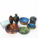 A group of Oriental cloisonne enamel items, including vases, bowls etc (8)