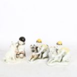 3 USSR porcelain groups, children with dogs, height 13cm Good condition. Light wear to decoration.