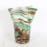 A multi-coloured glass handkerchief vase, height 27cm