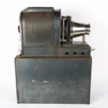 A tin plate magic lantern, in original metal carrying case, length 38cm