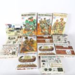 TAMIYA - a quantity of model kits, unused, various military miniatures including machine gun troops,