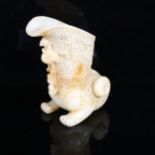 A Chinese white jade libation cup, with phoenix decoration, height 18cm Good overall condition, no