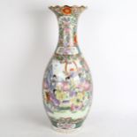 A large Chinese style baluster vase with transfer printed decoration, height 61cm