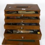 Vintage Neslein tool chest or engineer's cabinet, drawers are full of various small tools and