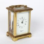 BAYARD - a French brass-cased carriage clock with bevelled-glass panels, rear of the dial marked