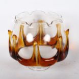A large Murano style clear and amber glass lamp shade, height 19cm