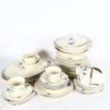Art Deco Staffordshire dinner service and matching tea set, with floral decoration