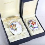 2 boxed Moorcroft enamel miniature ginger jars and covers, tallest 7cm