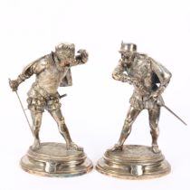 After Emile Guillemin, a pair of 19th century French silver plated bronze figural sculptures,