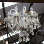 A cut-glass 5-branch chandelier, height 40cm