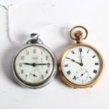 2 pocket watches, comprising Goodwin gold plated example, and Smiths chrome plate example, only