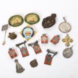 Various badges and brooches, including Georg Jensen silver Kingmark example etc